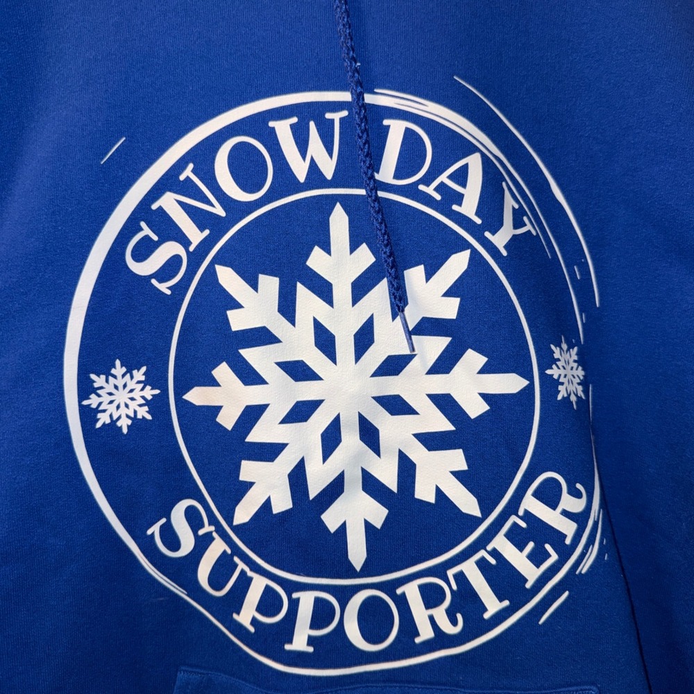 Hanes Ecosmart Royal Blue Snow Day Supporter Snowflake Hoodie Sweatshirt‎ XL